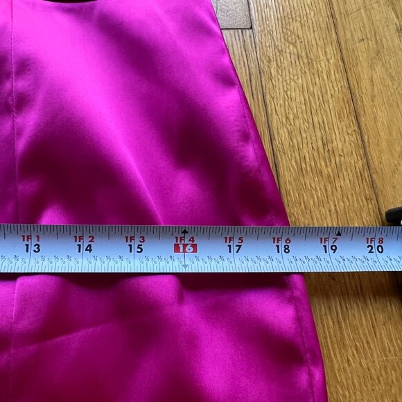 Kay Unger Size 8 Pink Satin Cap Sleeve Pleated Cocktail Sheath Dress - Picture 11 of 16